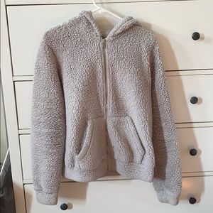 Gray furry zip up